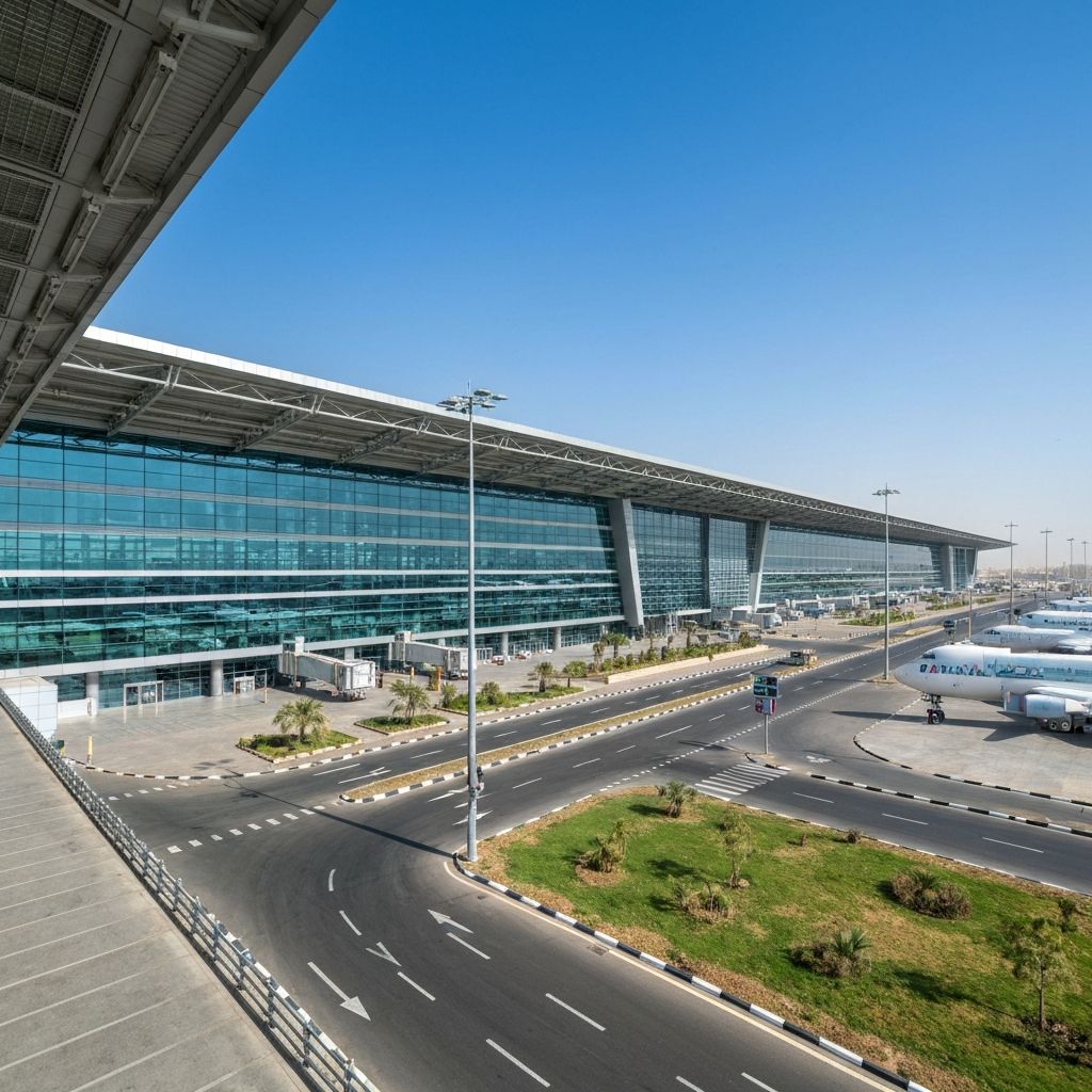 Cairo International Airport terminal exterior during the day